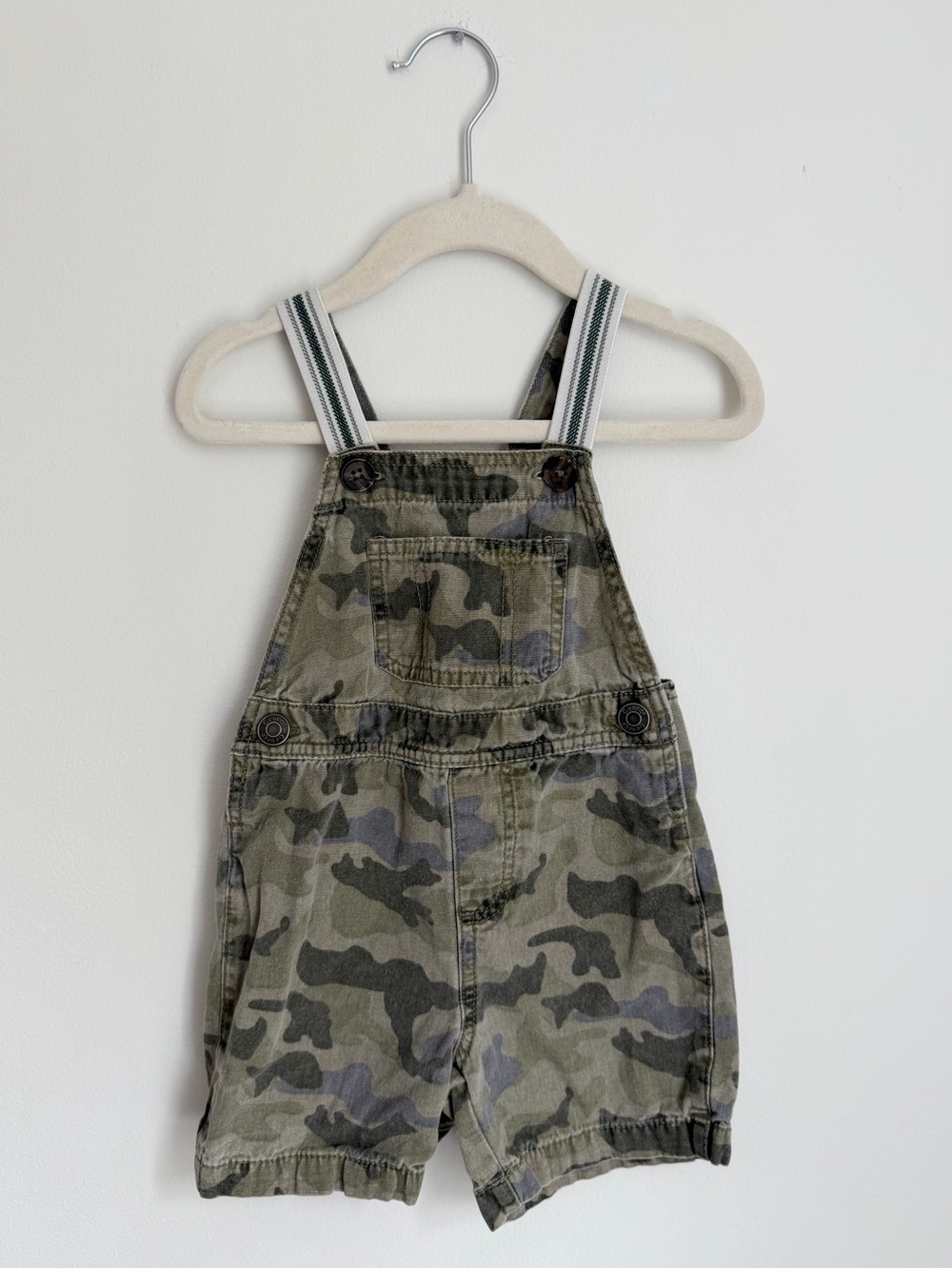 George Camo Overall Shorts with Elasticized Straps (Size 2T)